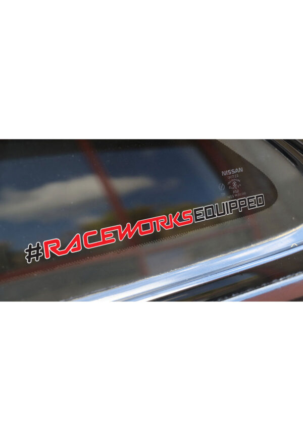 official raceworks merchandise sticker on car